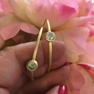 Matte Gold Vermeil Cubic Zirconia Bezel Hoop,NWT